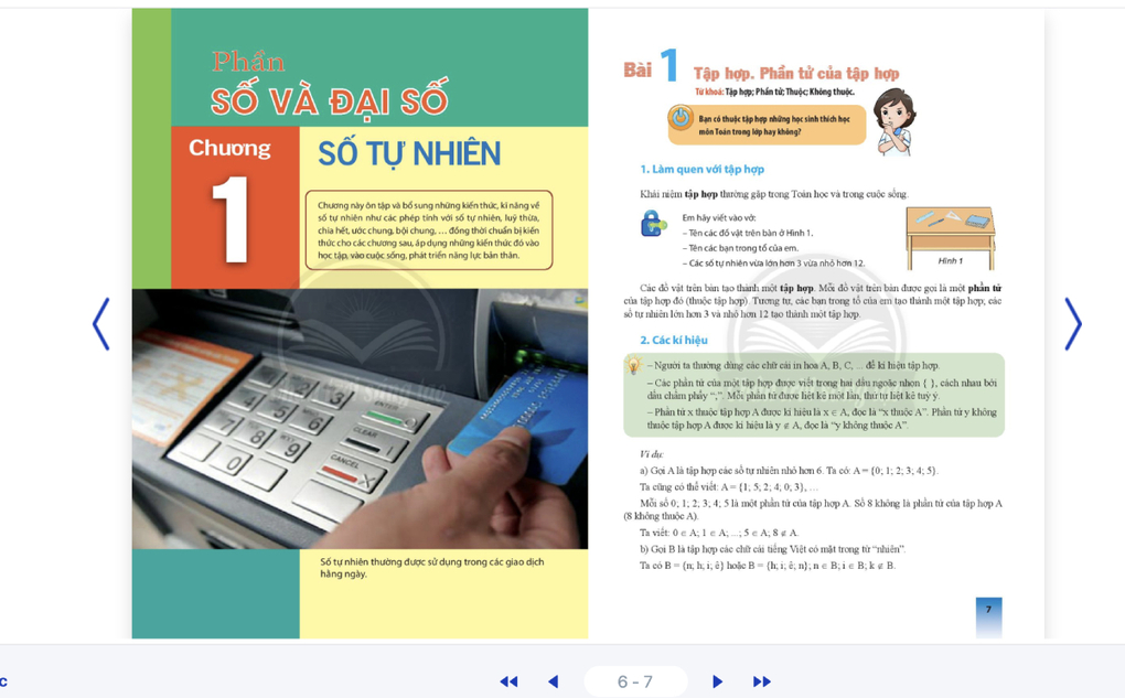 Bản sách điện tử môn Toán lớp 6, tập 1 trên hanhtrangso.nxbgd.vn. Ảnh: Nhà xuất bản Giáo dục Việt Nam